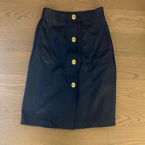 Coach Navy Leather Turnlock Skirt